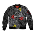 Personalised Penrith Panthers Sleeve Zip Bomber Jacket Polynesian Tribal Pattern With Rugby Panther Mascot Art