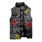 Personalised Penrith Panthers Sleeveless Puffer Jacket Polynesian Tribal Pattern With Rugby Panther Mascot Art