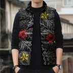 Personalised Penrith Panthers Sleeveless Puffer Jacket Polynesian Tribal Pattern With Rugby Panther Mascot Art