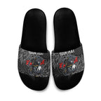 Personalised Penrith Panthers Slide Sandals Polynesian Tribal Pattern With Rugby Panther Mascot Art