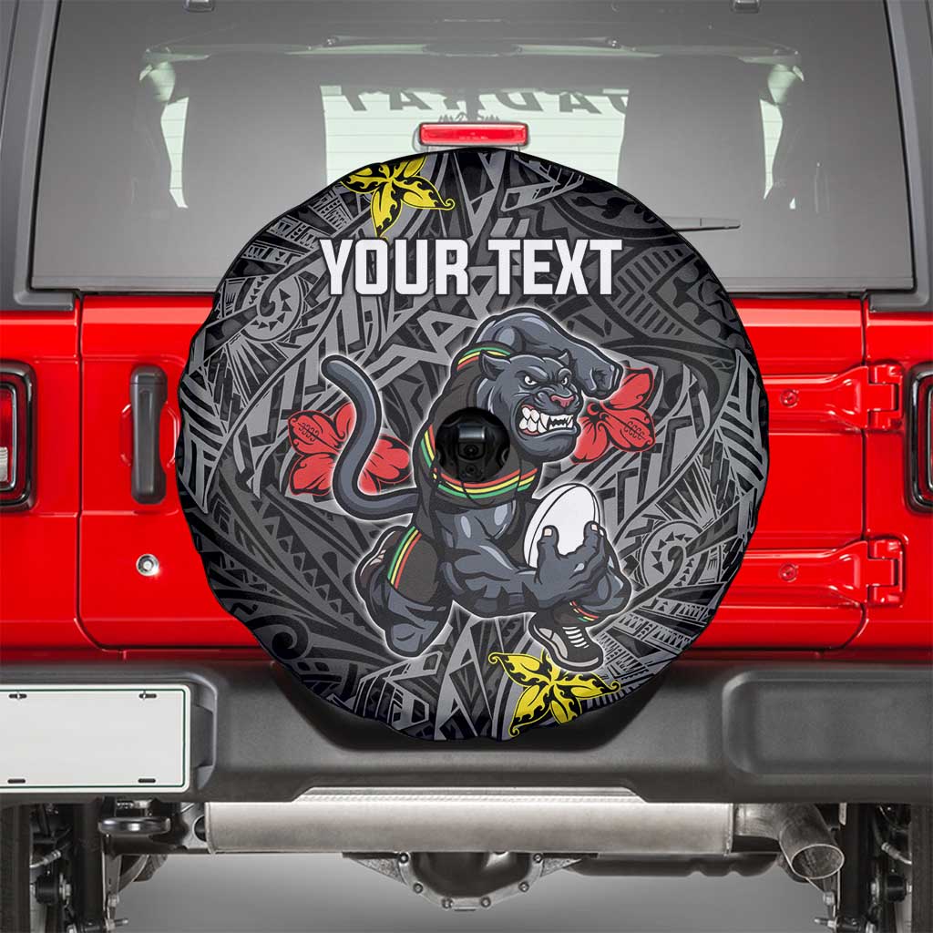 Personalised Penrith Panthers Spare Tire Cover Polynesian Tribal Pattern With Rugby Panther Mascot Art