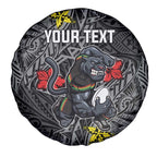 Personalised Penrith Panthers Spare Tire Cover Polynesian Tribal Pattern With Rugby Panther Mascot Art