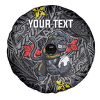 Personalised Penrith Panthers Spare Tire Cover Polynesian Tribal Pattern With Rugby Panther Mascot Art