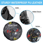 Personalised Penrith Panthers Spare Tire Cover Polynesian Tribal Pattern With Rugby Panther Mascot Art