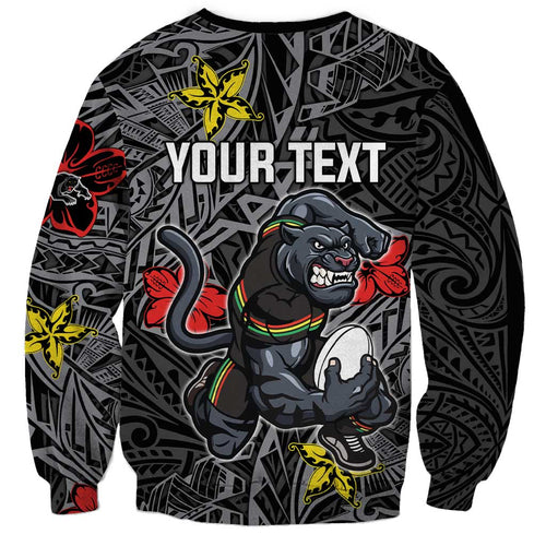 Personalised Penrith Panthers Sweatshirt Polynesian Tribal Pattern With Rugby Panther Mascot Art