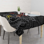 Personalised Penrith Panthers Tablecloth Polynesian Tribal Pattern With Rugby Panther Mascot Art