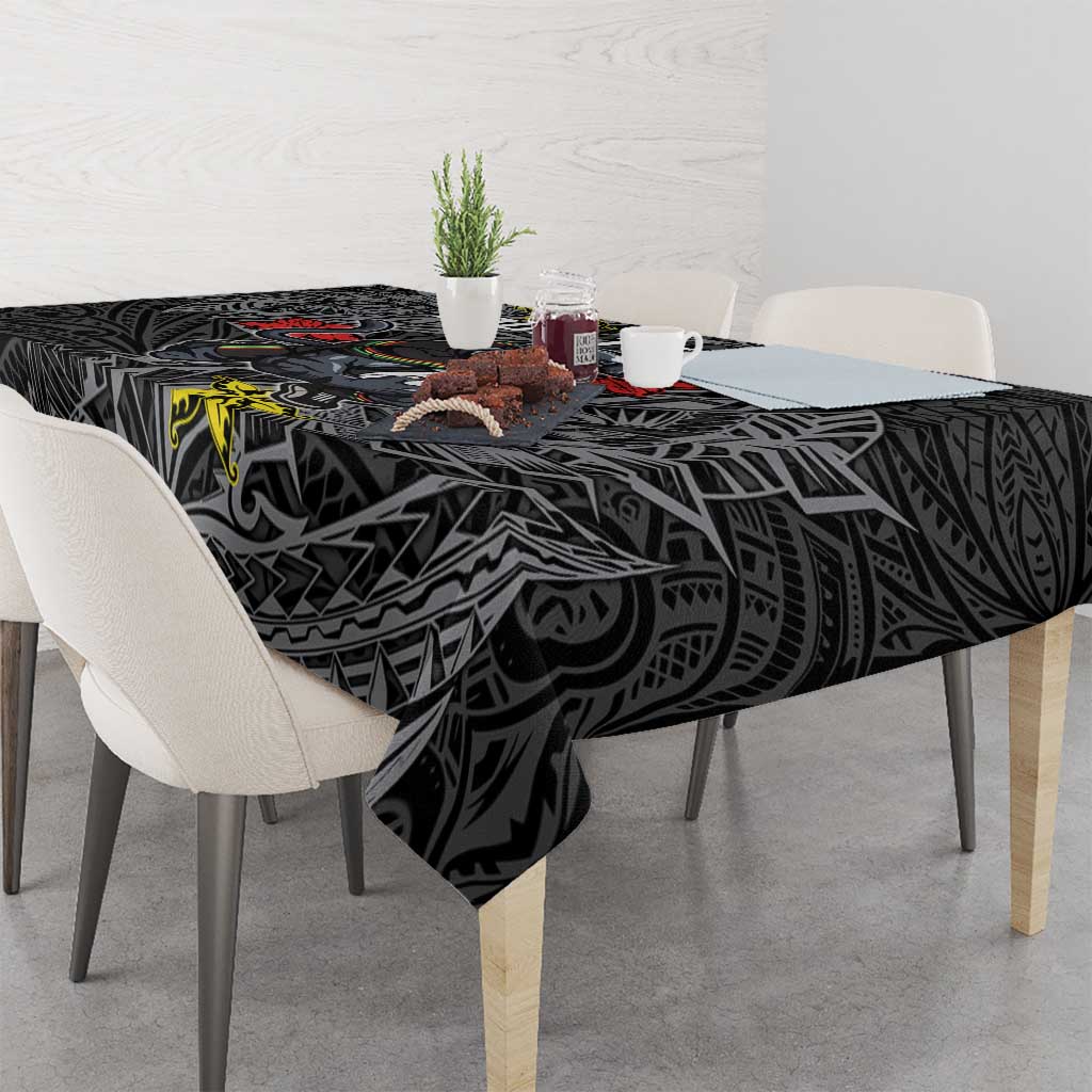 Personalised Penrith Panthers Tablecloth Polynesian Tribal Pattern With Rugby Panther Mascot Art