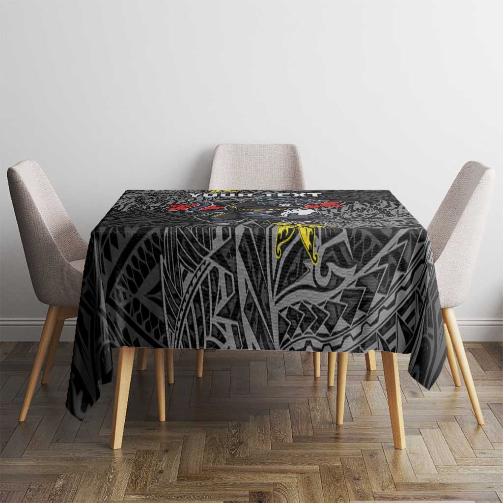 Personalised Penrith Panthers Tablecloth Polynesian Tribal Pattern With Rugby Panther Mascot Art