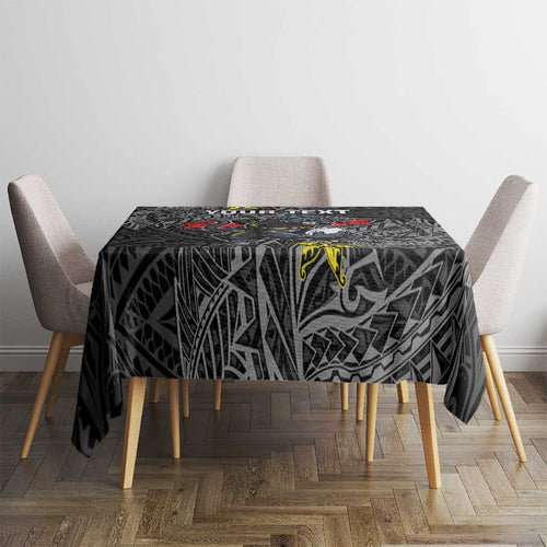 Personalised Penrith Panthers Tablecloth Polynesian Tribal Pattern With Rugby Panther Mascot Art