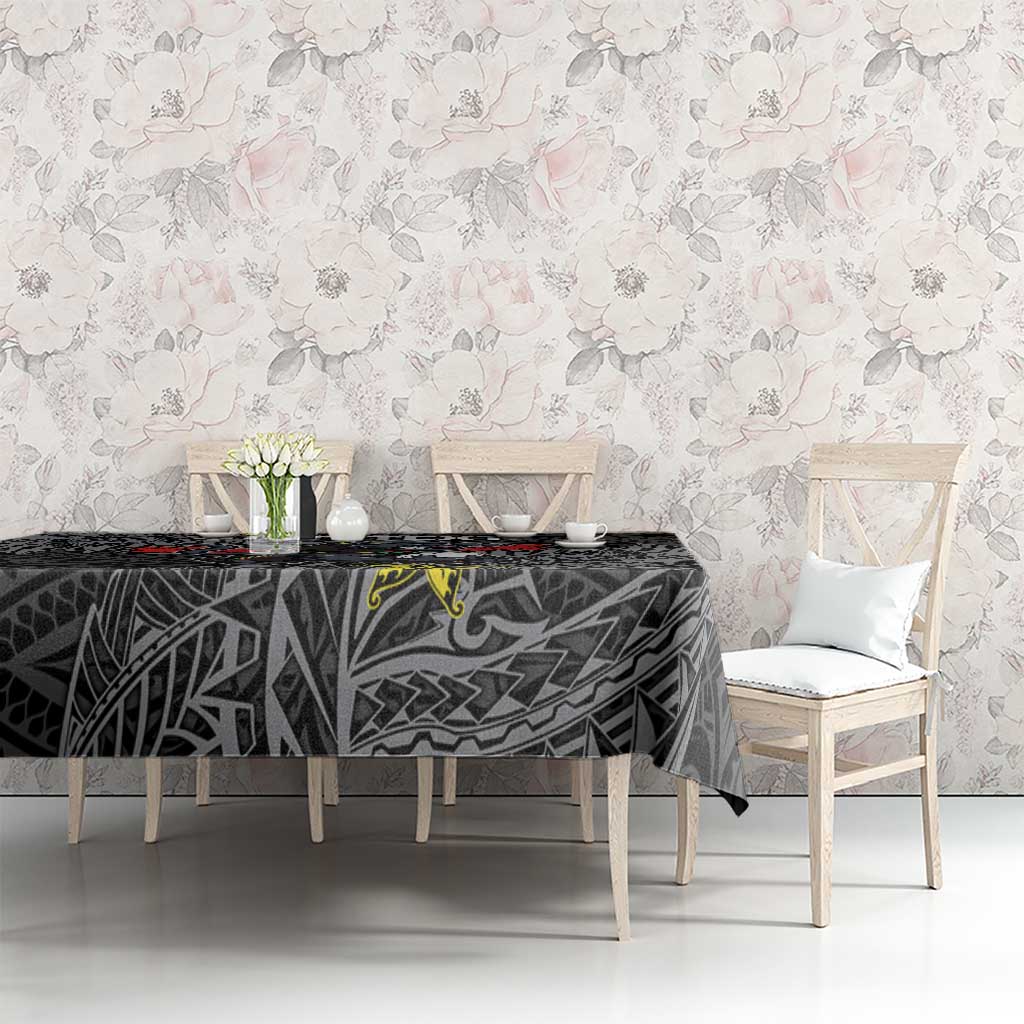Personalised Penrith Panthers Tablecloth Polynesian Tribal Pattern With Rugby Panther Mascot Art