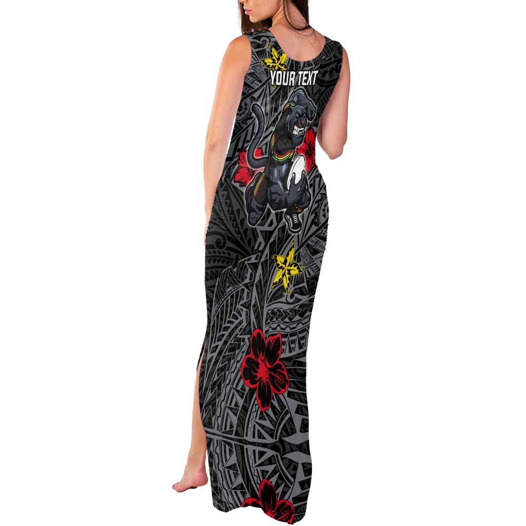 Personalised Penrith Panthers Tank Maxi Dress Polynesian Tribal Pattern With Rugby Panther Mascot Art