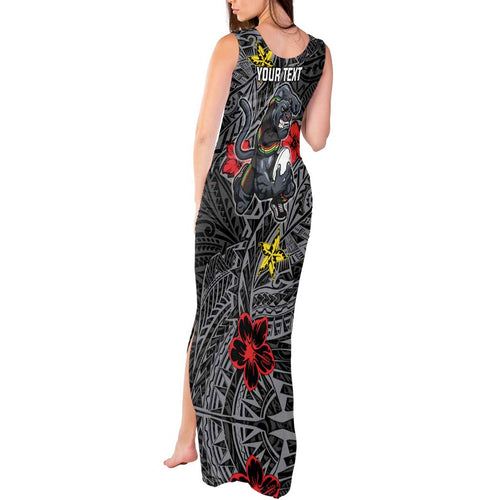 Personalised Penrith Panthers Tank Maxi Dress Polynesian Tribal Pattern With Rugby Panther Mascot Art