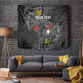 Personalised Penrith Panthers Tapestry Polynesian Tribal Pattern With Rugby Panther Mascot Art