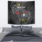 Personalised Penrith Panthers Tapestry Polynesian Tribal Pattern With Rugby Panther Mascot Art