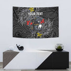 Personalised Penrith Panthers Tapestry Polynesian Tribal Pattern With Rugby Panther Mascot Art