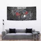 Personalised Penrith Panthers Tapestry Polynesian Tribal Pattern With Rugby Panther Mascot Art