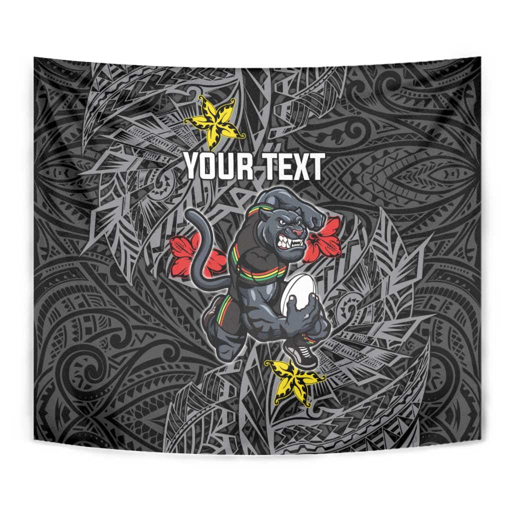 Personalised Penrith Panthers Tapestry Polynesian Tribal Pattern With Rugby Panther Mascot Art