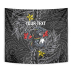Personalised Penrith Panthers Tapestry Polynesian Tribal Pattern With Rugby Panther Mascot Art