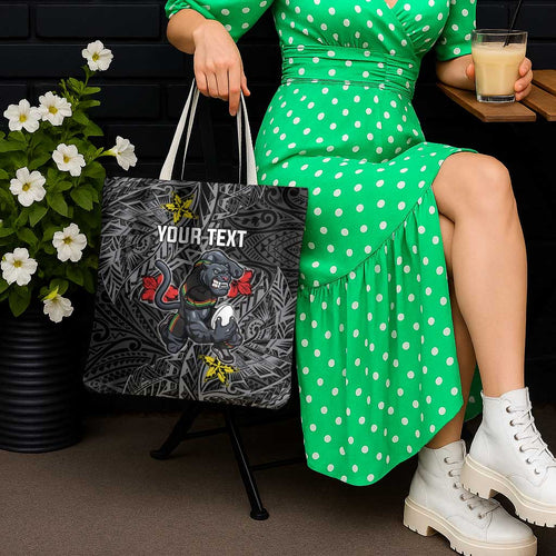 Personalised Penrith Panthers Tote Bag Polynesian Tribal Pattern With Rugby Panther Mascot Art