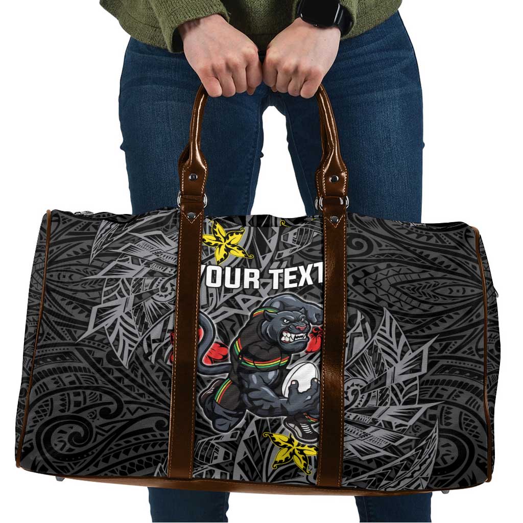 Personalised Penrith Panthers Travel Bag Polynesian Tribal Pattern With Rugby Panther Mascot Art