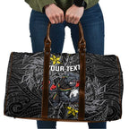 Personalised Penrith Panthers Travel Bag Polynesian Tribal Pattern With Rugby Panther Mascot Art