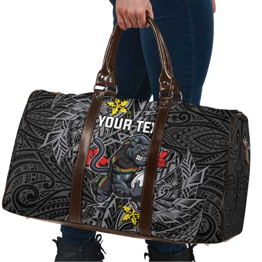 Personalised Penrith Panthers Travel Bag Polynesian Tribal Pattern With Rugby Panther Mascot Art