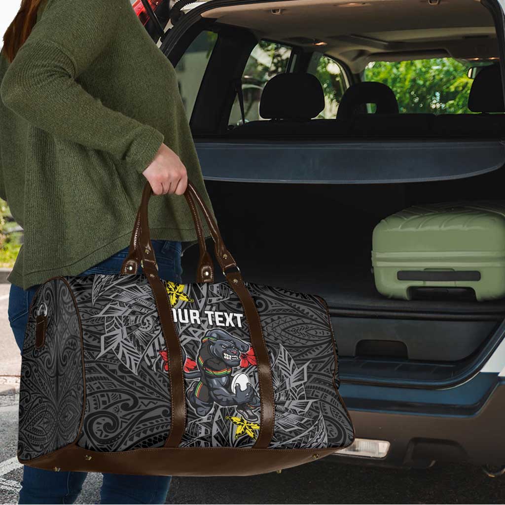 Personalised Penrith Panthers Travel Bag Polynesian Tribal Pattern With Rugby Panther Mascot Art