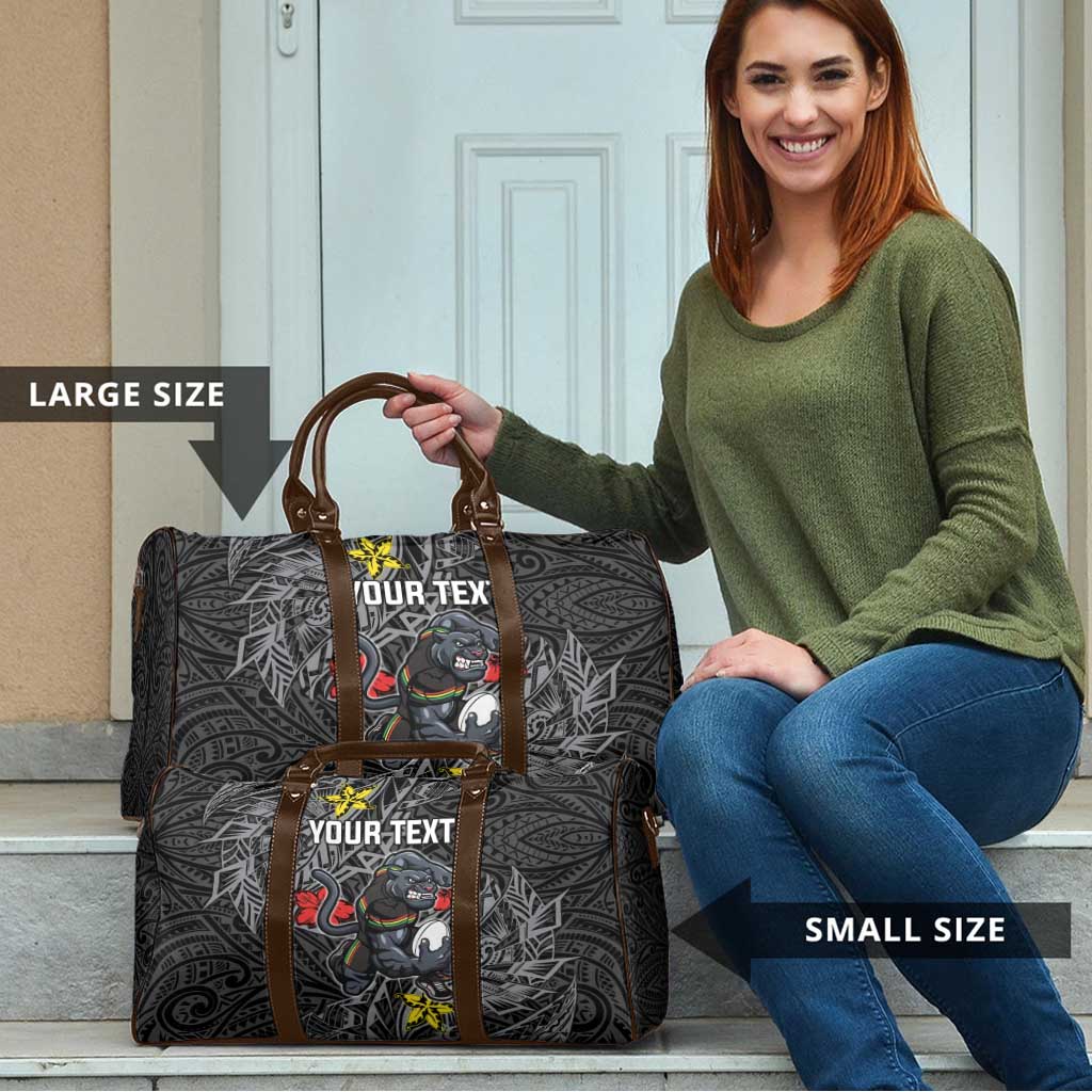 Personalised Penrith Panthers Travel Bag Polynesian Tribal Pattern With Rugby Panther Mascot Art