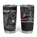 Personalised Penrith Panthers Tumbler Cup Polynesian Tribal Pattern With Rugby Panther Mascot Art