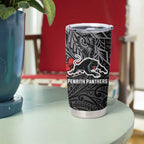Personalised Penrith Panthers Tumbler Cup Polynesian Tribal Pattern With Rugby Panther Mascot Art