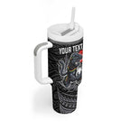 Personalised Penrith Panthers Tumbler With Handle Polynesian Tribal Pattern With Rugby Panther Mascot Art