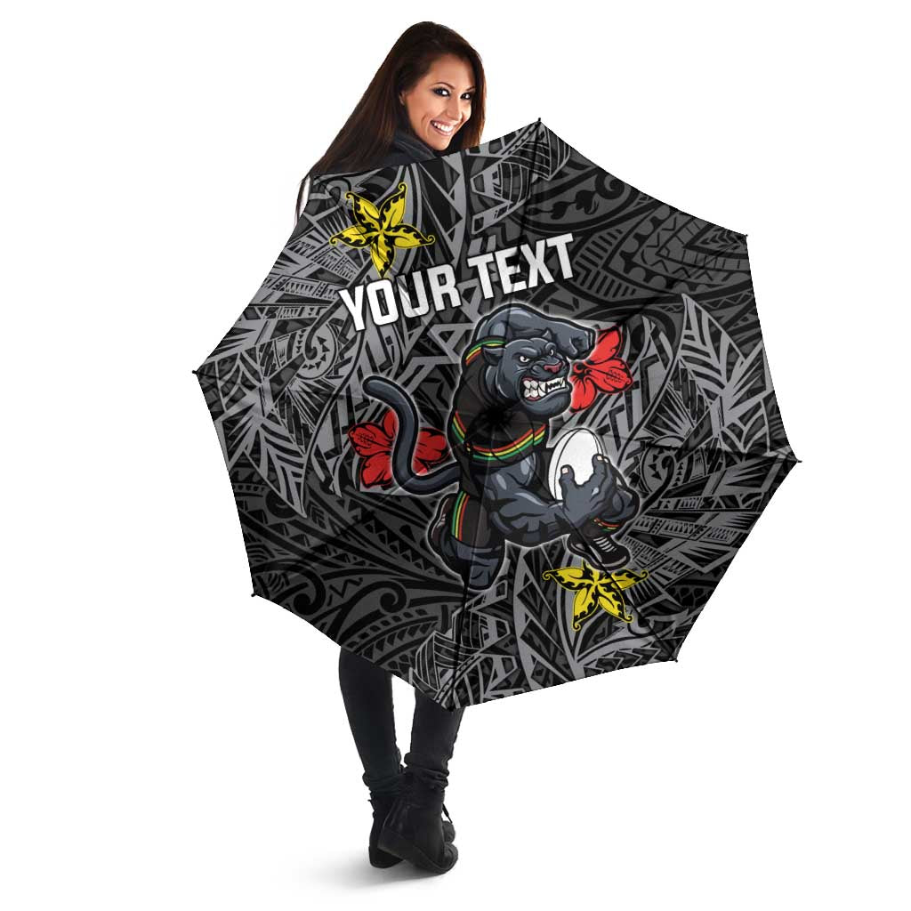 Personalised Penrith Panthers Umbrella Polynesian Tribal Pattern With Rugby Panther Mascot Art