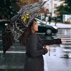 Personalised Penrith Panthers Umbrella Polynesian Tribal Pattern With Rugby Panther Mascot Art