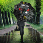Personalised Penrith Panthers Umbrella Polynesian Tribal Pattern With Rugby Panther Mascot Art