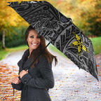 Personalised Penrith Panthers Umbrella Polynesian Tribal Pattern With Rugby Panther Mascot Art