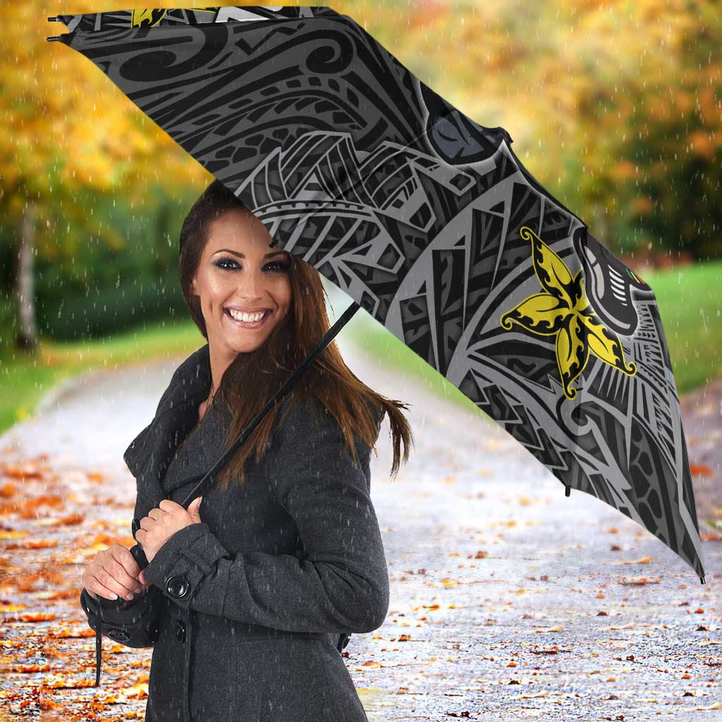 Personalised Penrith Panthers Umbrella Polynesian Tribal Pattern With Rugby Panther Mascot Art