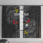 Personalised Penrith Panthers Window Curtain Polynesian Tribal Pattern With Rugby Panther Mascot Art