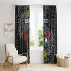 Personalised Penrith Panthers Window Curtain Polynesian Tribal Pattern With Rugby Panther Mascot Art