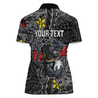 Personalised Penrith Panthers Women Polo Shirt Polynesian Tribal Pattern With Rugby Panther Mascot Art