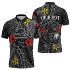 Personalised Penrith Panthers Zipper Polo Shirt Polynesian Tribal Pattern With Rugby Panther Mascot Art