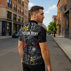 Personalised Penrith Panthers Zipper Polo Shirt Polynesian Tribal Pattern With Rugby Panther Mascot Art