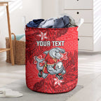 Personalised Dolphins Laundry Basket Polynesian Tribal Pattern With Rugby Dolphin Mascot Art