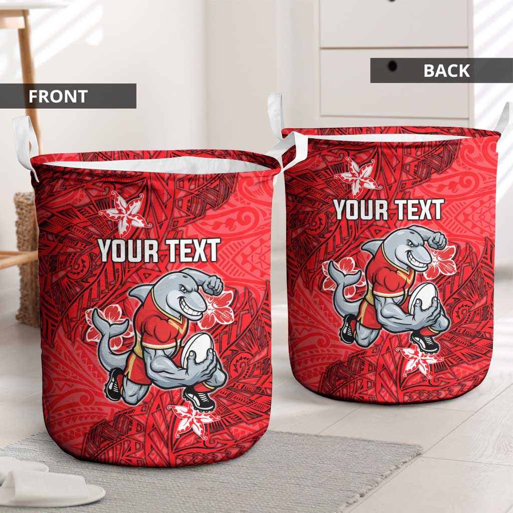 Personalised Dolphins Laundry Basket Polynesian Tribal Pattern With Rugby Dolphin Mascot Art
