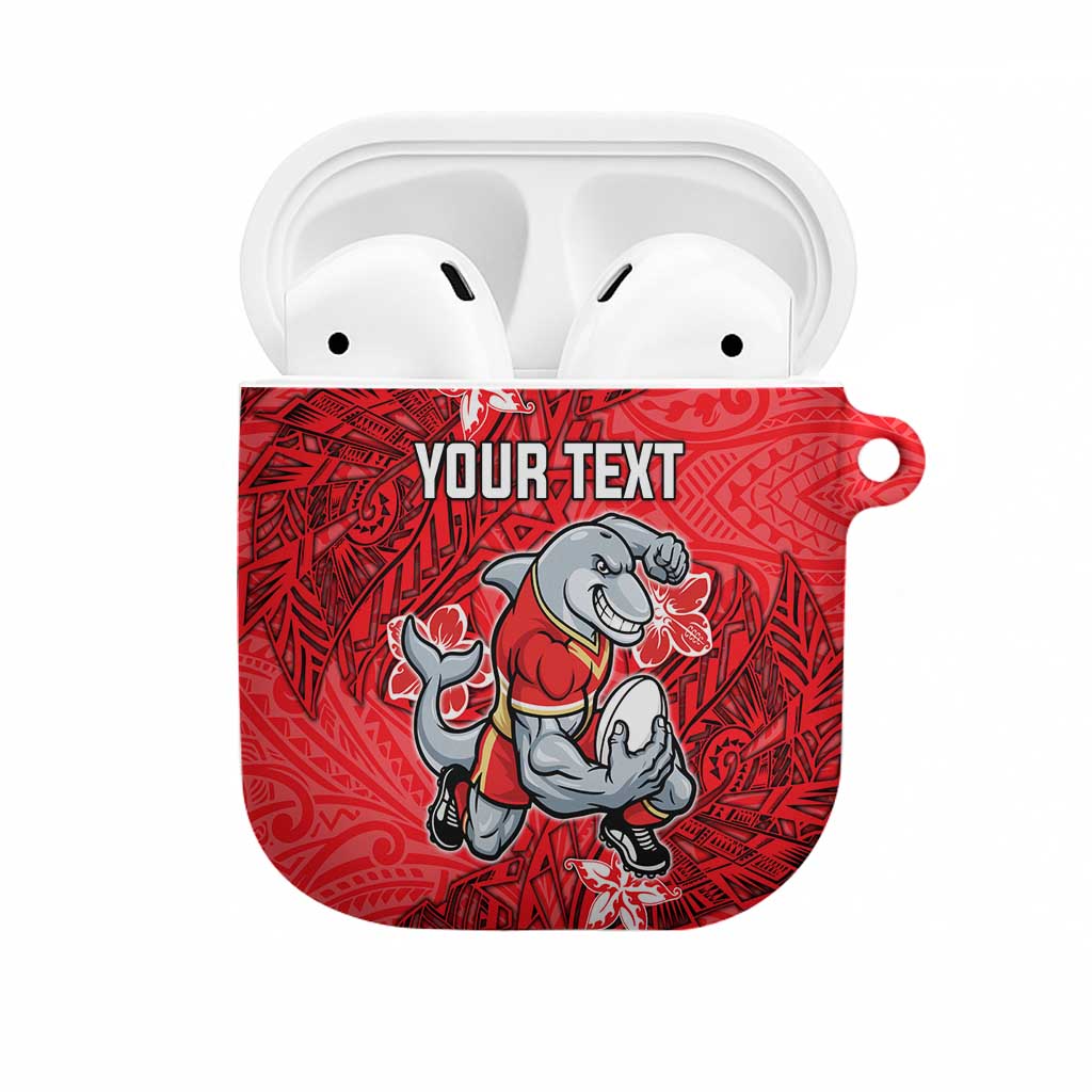 Personalised Dolphins AirPods Case Polynesian Tribal Pattern With Rugby Dolphin Mascot Art