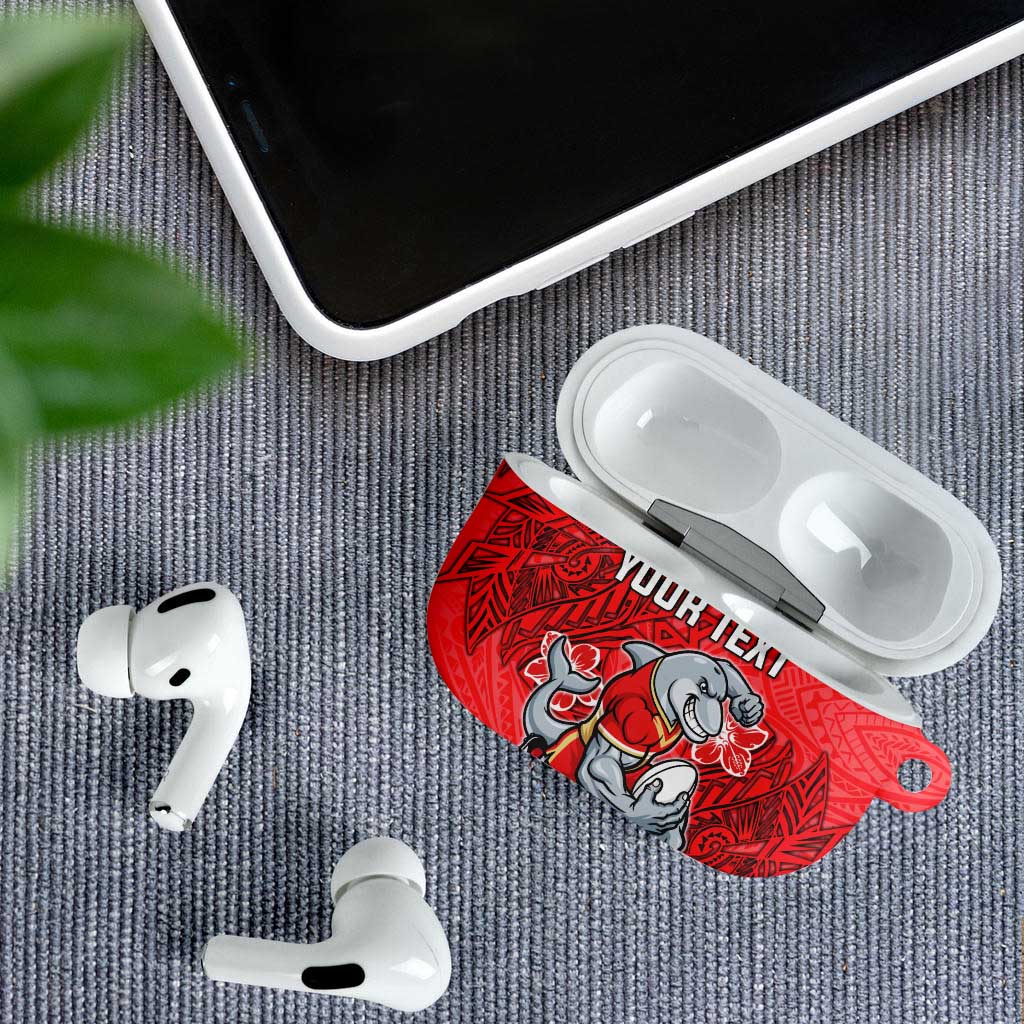 Personalised Dolphins AirPods Case Polynesian Tribal Pattern With Rugby Dolphin Mascot Art