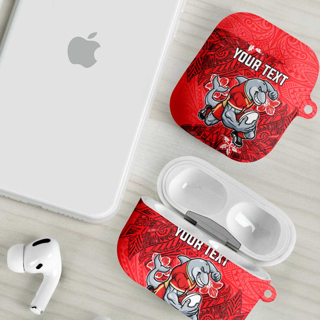 Personalised Dolphins AirPods Case Polynesian Tribal Pattern With Rugby Dolphin Mascot Art