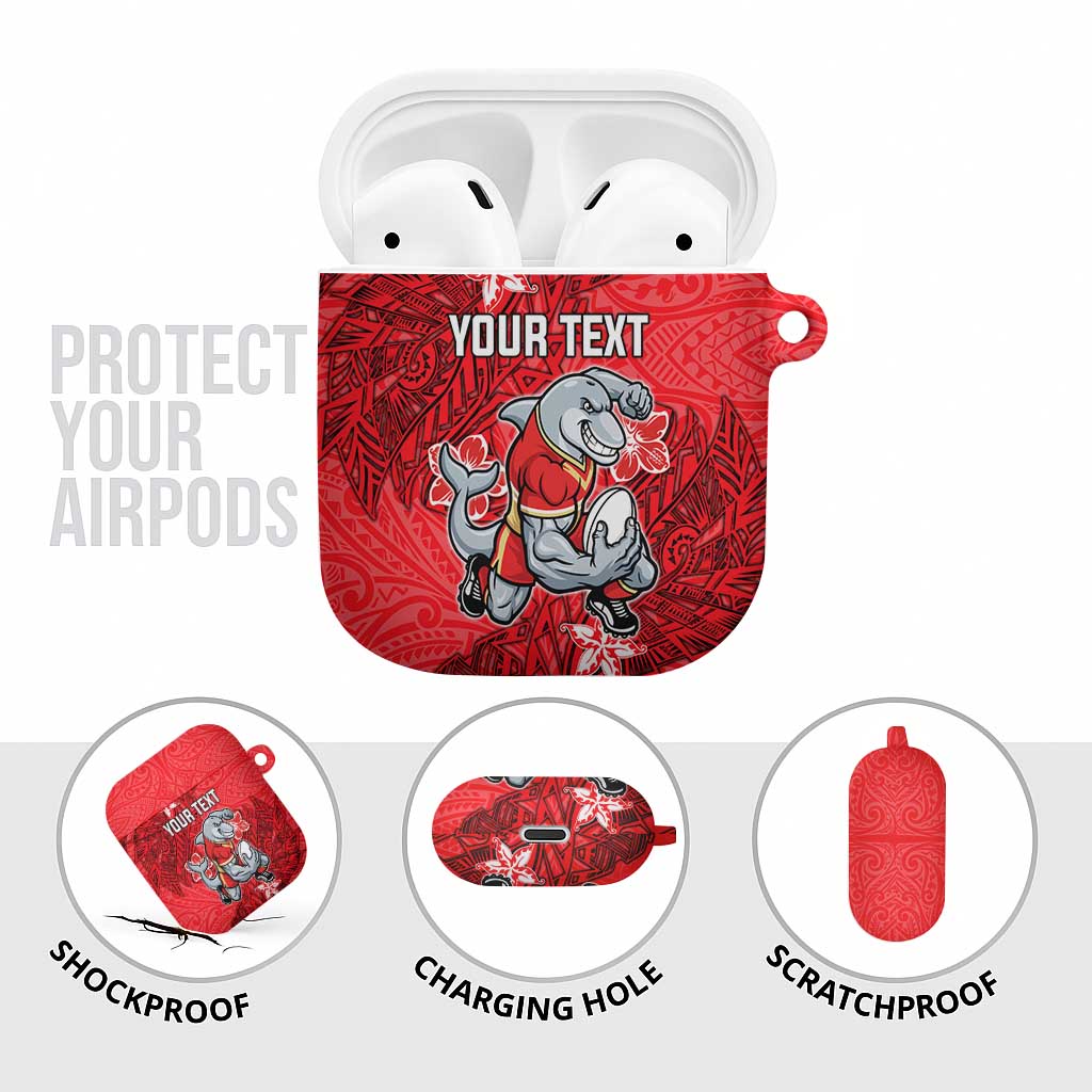 Personalised Dolphins AirPods Case Polynesian Tribal Pattern With Rugby Dolphin Mascot Art