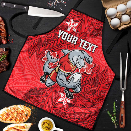 Personalised Dolphins Apron Polynesian Tribal Pattern With Rugby Dolphin Mascot Art