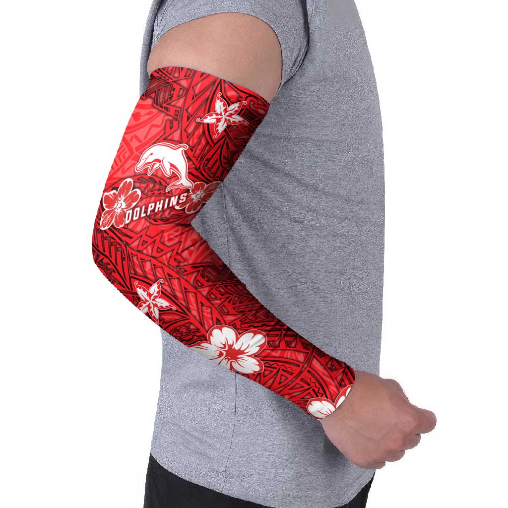 Personalised Dolphins Arm Sleeves Polynesian Tribal Pattern With Rugby Dolphin Mascot Art