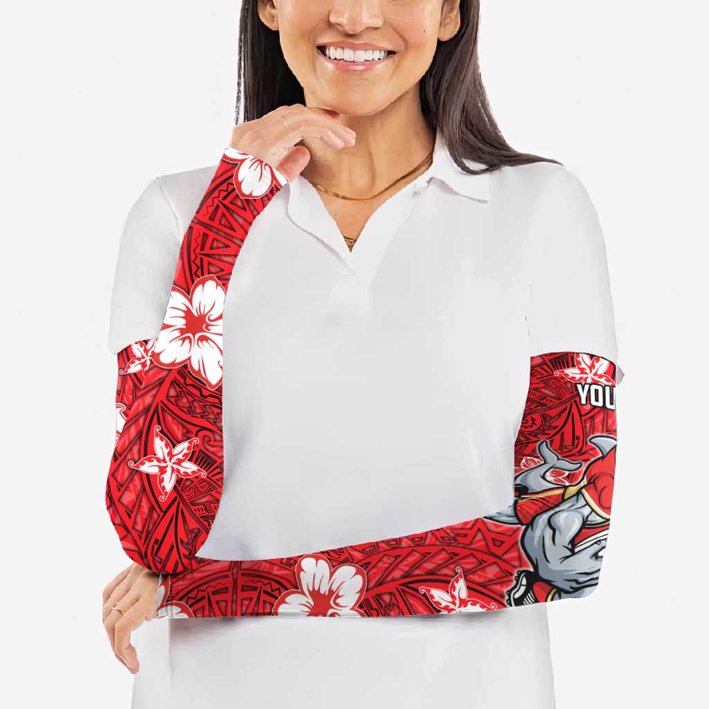 Personalised Dolphins Arm Sleeves Polynesian Tribal Pattern With Rugby Dolphin Mascot Art